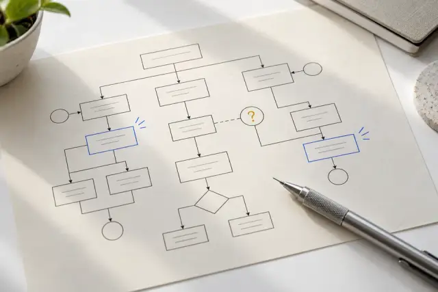 Annotated operating map showing linked business dependencies.